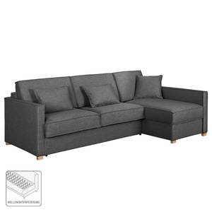 Ecksofa Posio Webstoff - Dunkelgrau - Longchair davorstehend rechts