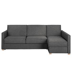 Ecksofa Posio Webstoff - Dunkelgrau - Longchair davorstehend rechts