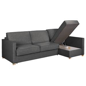 Ecksofa Posio Webstoff - Dunkelgrau - Longchair davorstehend rechts