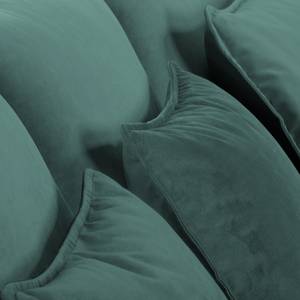 Canapé d’angle Paimio Velours - Bleu pétrole - Méridienne courte à droite (vue de face)