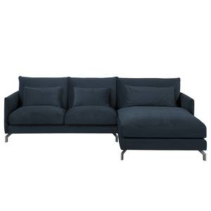 Ecksofa Paimio Samt - Dunkelblau - Longchair davorstehend rechts