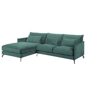 Ecksofa Paimio Samt - Petrol - Longchair davorstehend links