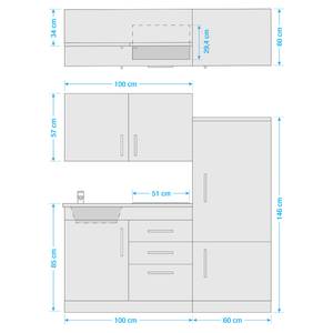 Küchenzeile Toronto I Hochglanz Grau / Graphit - Breite: 160 cm - Kochplatte