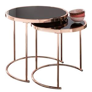 Tables gigognes Cassapolis (lot de 2) Verre / Métal - Noir / Cuivre