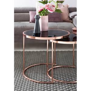 Tables gigognes Cassapolis (lot de 2) Verre / Métal - Noir / Cuivre