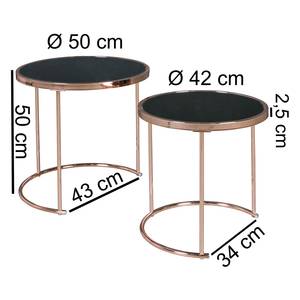 Beistelltisch Cassapolis (2er-Set) Glas / Metall - Schwarz / Kupfer