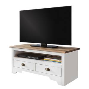 Tv-meubel Rinville massief grenenhout - wit/grenenhout