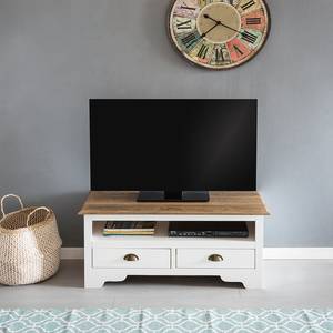 Tv-meubel Rinville massief grenenhout - wit/grenenhout