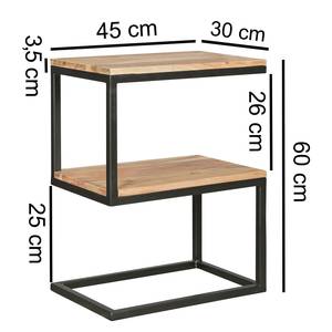 Bijzettafel Palos III massief acaciahout/metaal - acaciahout/zwart