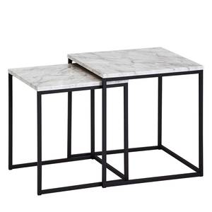 Tables gigognes Paiteago (lot de 2) Imitation marbre blanc / Noir