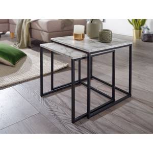 Tables gigognes Paiteago (lot de 2) Imitation marbre blanc / Noir