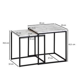 Tables gigognes Paiteago (lot de 2) Imitation marbre blanc / Noir