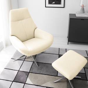 Fauteuil relax Raahe Cuir véritable - Crème