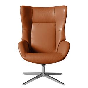 Relaxfauteuil Salla echt leer - incl. hocker - Leer Daleb: Goudbruin