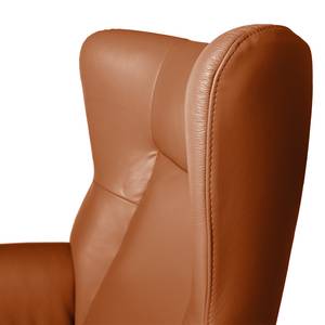 Relaxfauteuil Salla echt leer - incl. hocker - Leer Daleb: Goudbruin