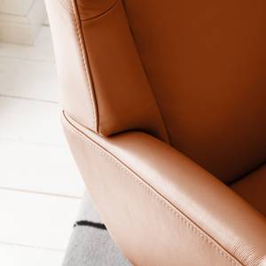 Relaxfauteuil Salla echt leer - incl. hocker - Leer Daleb: Goudbruin