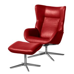 Relaxfauteuil Salla echt leer - incl. hocker - Leer Daleb: Rood