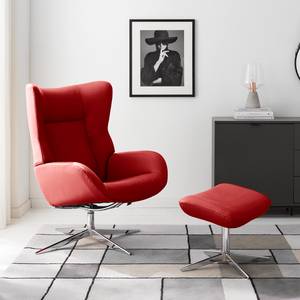 Fauteuil relax Salla Cuir - avec repose-pieds - Cuir Daleb: Rouge