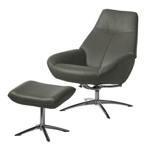 Relaxfauteuil Raahe echt leer - Donkergrijs