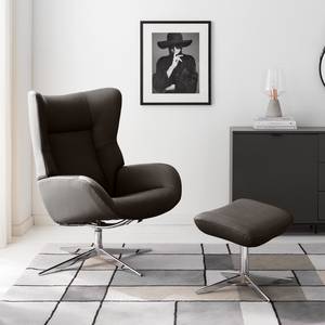 Relaxfauteuil Salla echt leer - incl. hocker - Leer Daleb: Bruin