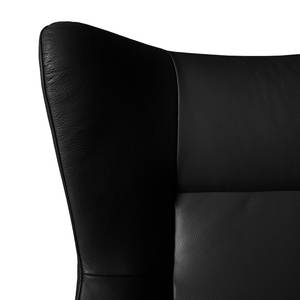 Relaxfauteuil Salla echt leer - incl. hocker - Leer Daleb: Zwart