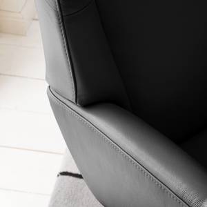 Relaxfauteuil Salla echt leer - incl. hocker - Leer Daleb: Zwart