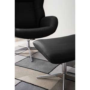 Relaxfauteuil Salla echt leer - incl. hocker - Leer Daleb: Zwart