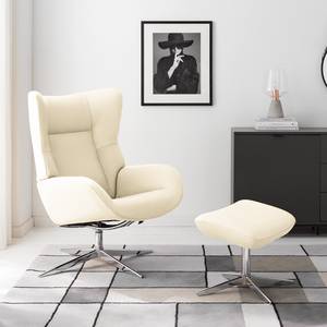 Fauteuil relax Salla Cuir - avec repose-pieds - Cuir Daleb: Crème