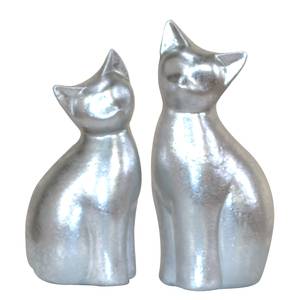 Dekofigur Katzen (2-teilig) Polyresin - Silber