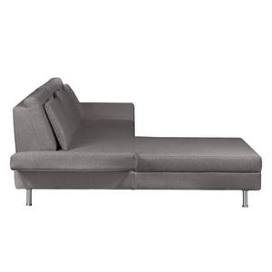 Ecksofa Maxmo Flachgewebe - Dunkelgrau - Longchair davorstehend links