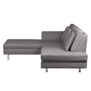 Ecksofa Maxmo Flachgewebe - Dunkelgrau - Longchair davorstehend links