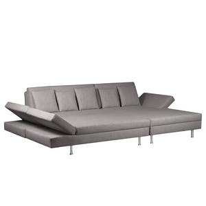 Ecksofa Maxmo Flachgewebe - Dunkelgrau - Longchair davorstehend rechts