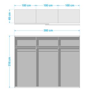 Armoire à portes coulissantes Arizona Blanc / Gris clair - Largeur : 300 cm