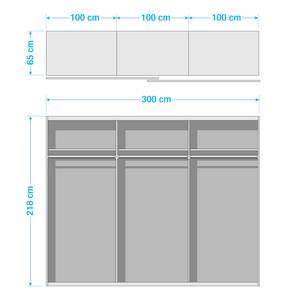 Zweefdeurkast Arizona Wit/grafietkleurig - Breedte: 300 cm