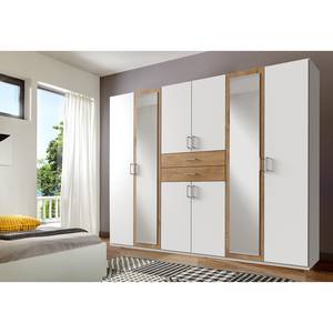 Armoire Diver Blanc alpin / Imitation chêne parqueté - Largeur : 270 cm