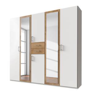 Armoire Diver Blanc alpin / Imitation chêne parqueté - Largeur : 225 cm