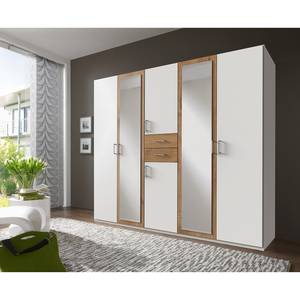 Armoire Diver Blanc alpin / Imitation chêne parqueté - Largeur : 225 cm