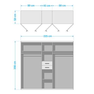 Armadio con ante battenti Diver Binaco alpino / Effetto plancia quercia - Larghezza: 225 cm