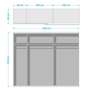 Zweefdeurkast Arizona Wit/lichtgrijs - Breedte: 250 cm