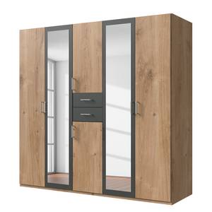 Armoire Diver Anthracite / Imitation chêne parqueté - Largeur : 225 cm