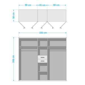 Armoire Diver Anthracite / Imitation chêne parqueté - Largeur : 225 cm