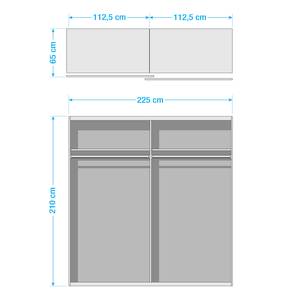 Armoire à portes coulissantes Bert Blanc / Imitation chêne brut de sciage - Largeur : 225 cm