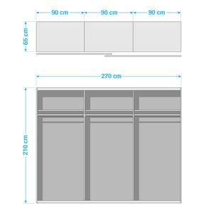 Armoire à portes coulissantes Bert Blanc / Imitation chêne brut de sciage - Largeur : 270 cm