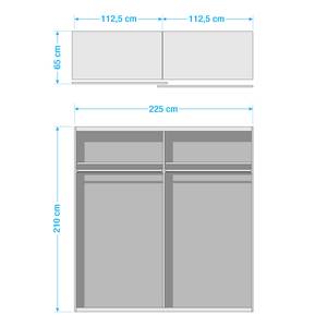 Armoire à portes coulissantes Bert Blanc alpin / Imitation chêne parqueté - Largeur : 225 cm