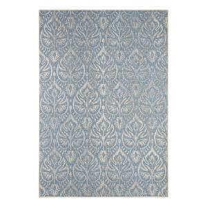 Tapis extérieur Choy Fibres synthétiques - Crème / Bleu ciel - 140 x 200 cm