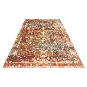Laagpolig vloerkleed Menga textielmix - Bruin/oranje - 80 x 150 cm