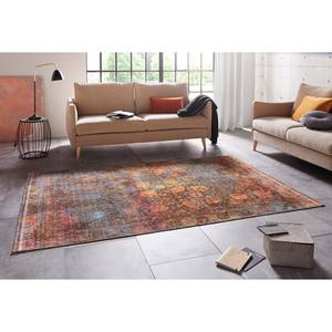 Laagpolig vloerkleed Menga textielmix - Grijs/oranje - 80 x 150 cm