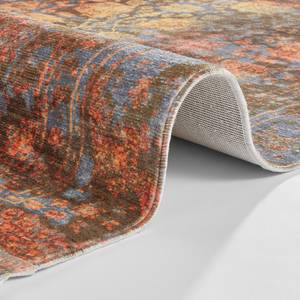 Laagpolig vloerkleed Menga textielmix - Grijs/oranje - 80 x 150 cm