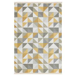 Tapis Ciaran Tissu - Gris / Jaune - 80 x 150 cm