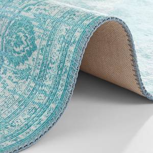 Laagpolig vloerkleed Carme geweven stof - Aquablauw - 80 x 150 cm